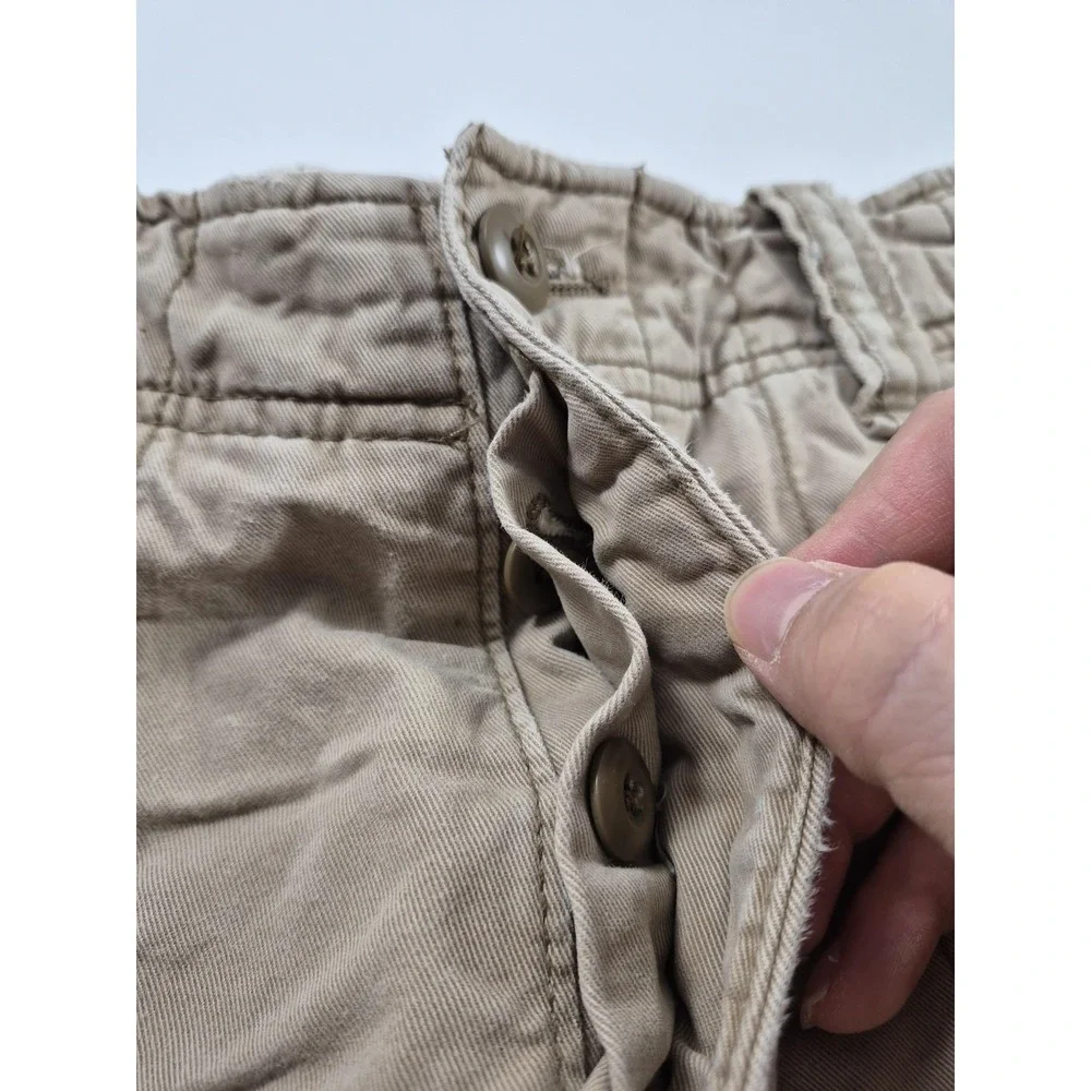 Y2K Hollister Cargo Shorts Mens 31 Beige Cotton Button Fly Pockets Casual